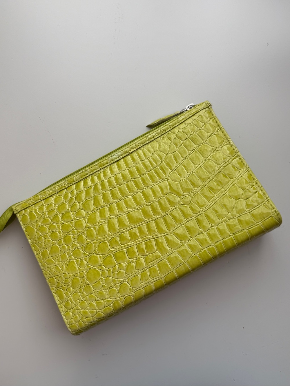 Y2K Modella Lime Green Croc-Embossed Clutch Small Buckle SoHo Statement Bag - Picture 3 of 7